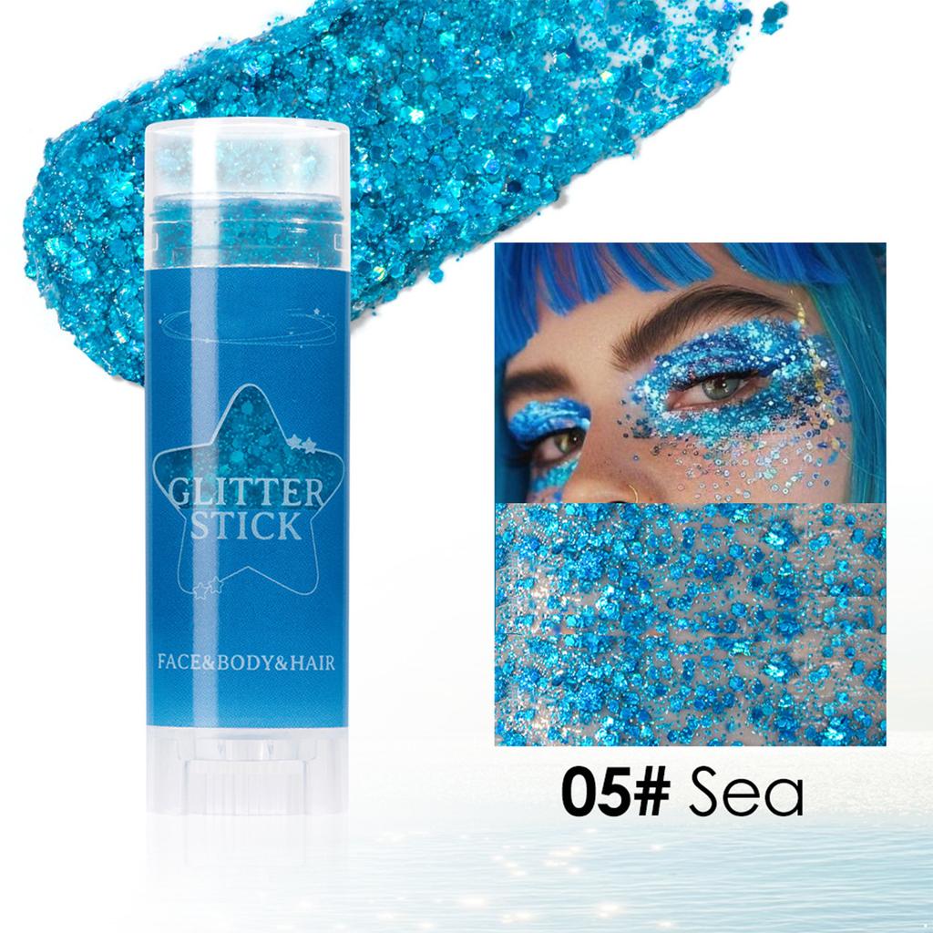 Glitter Stick for Body Art - Portable Shimmer Gel with Sequins, Sparkling Festival & Party Makeup for Face, Hair, Mardi Gras