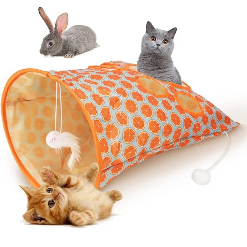 Cats Tunnel Bag Pet Cat Toys Play Tube Kitty Training Interactive Playing Fun Toy Dangling Mouse Crinkle Sounds Tunnel with Ball