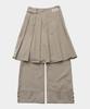 SOME PLACE 888 Pleated Midi Skirt Layered Snap Roll-Up Wide Two-Piece Set [Beige]