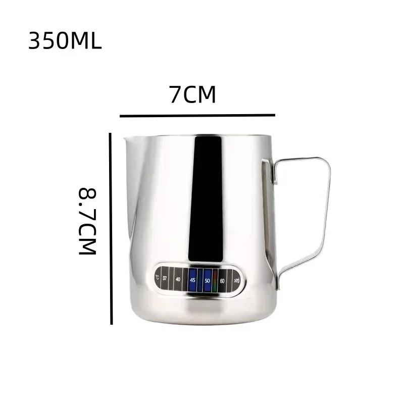 Nerezová konvička na pěnění mléka s displejem teploty Espresso šálky na kávu pro Latte Art Barista Džbánky na Cappuccino Kávové nádobí