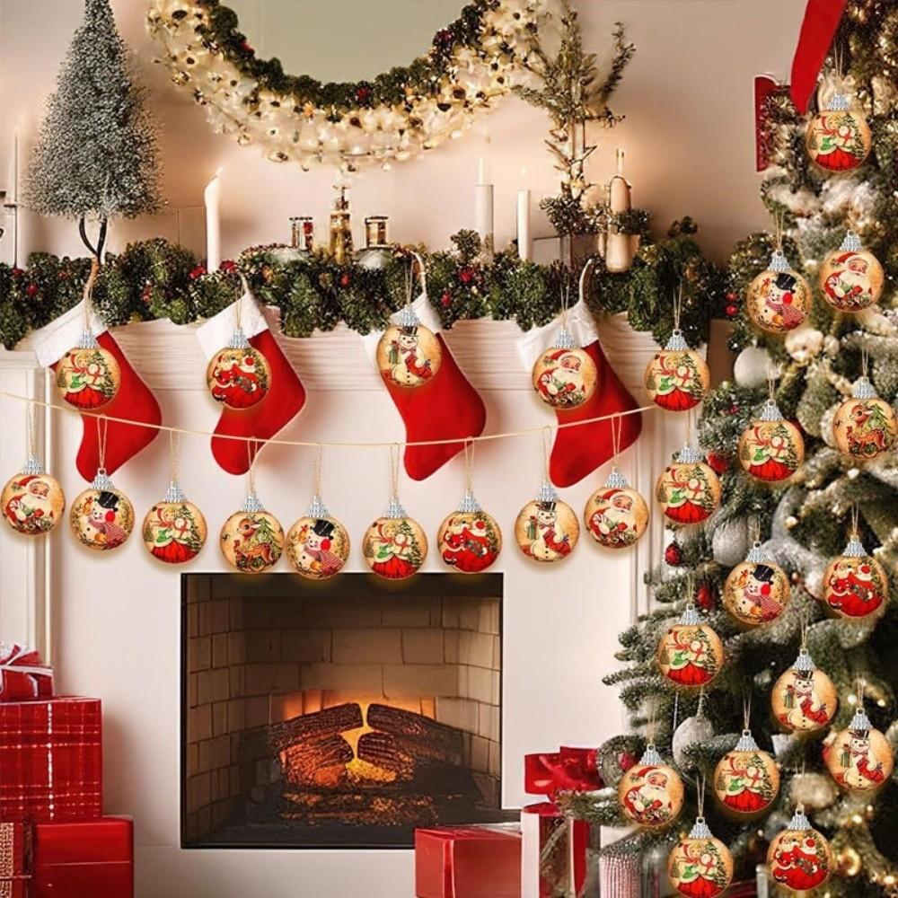 Snowman Farmhouse Hanging Ball Handcrafted Xmas Tree Pendant Retro Christmas Decorations