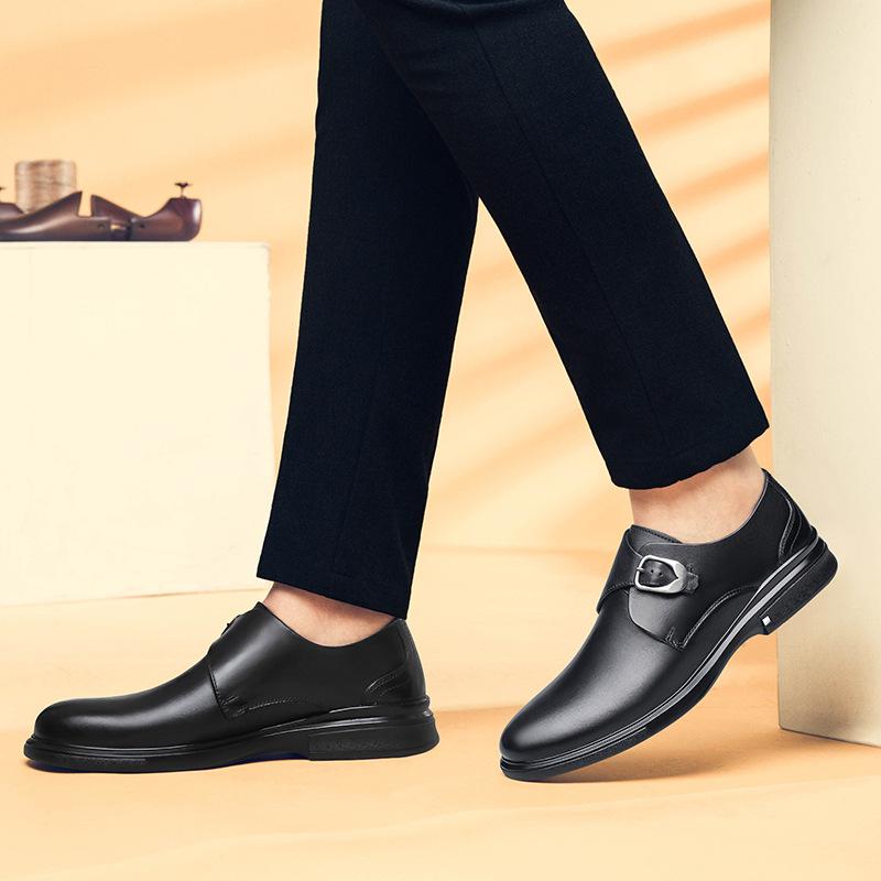 Four Seasons Business Gentleman Dress Foot Sleeve Soft Leather Cotton Breathable Work Men's Shoes Leather Shoes