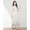 Thin strip mid length dress sleeveless V-neck casual skirt