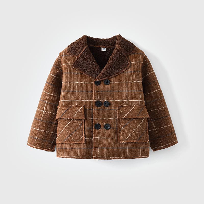Brand Winter Boys' Lamb's Wool Overcoat - Thickened, Warm Velvet Coat