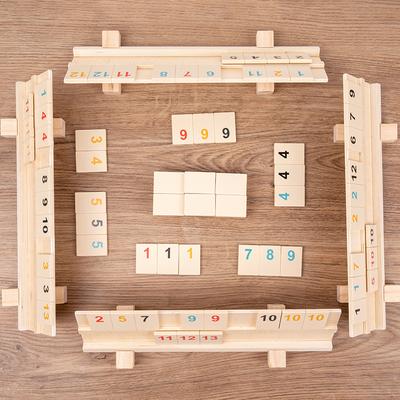 Wooden Wild Card Multiplayer Game Chess and Digital Board, Children's Parent-child Interactive Educational Board Game Toys