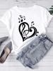 New Women T Shirt Fashion Musical Note Printed T Shirt Harajuku Cute Graphic Tee Shirt Female Ladies Casual Tops Shirts