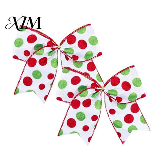 Christmas Tree Topper Decorations 2Pcs Polka Dot Bow Decor, European Style Ribbon Ornament for Large Hanging Bows Windows Gift Box Wreath, Festive