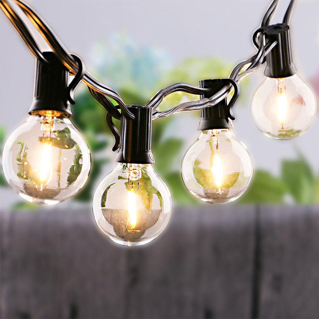 Solar G40 String Lights Outdoor Hanging Lamp 30 E12 LED Bulbs 2700K Warm Light with Remote Control IP44 Waterproof for Outdoor B