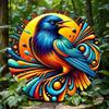 Vintage Style Metal Tin Sign Colorful Crow Art Weatherproof Wall Decor Home Office Gift