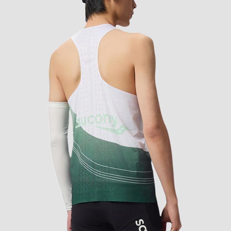 Saucony Running Training Series Fashion Minimalist Comfortable Pullover Vest Peacock Green Gradient Print Unisex Vests SA2259TK02T-PR214