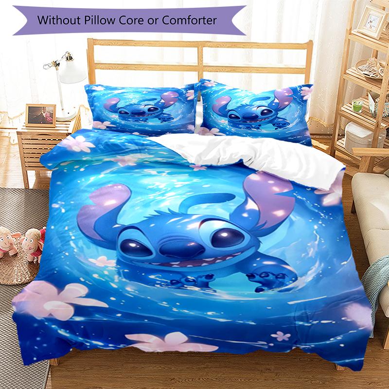 3pcs Stitch Bedding Set Duvet Cover Closure Includes 1 Duvet Cover & 2 Pillowcases, Soft and Comfortable for All Seasons.