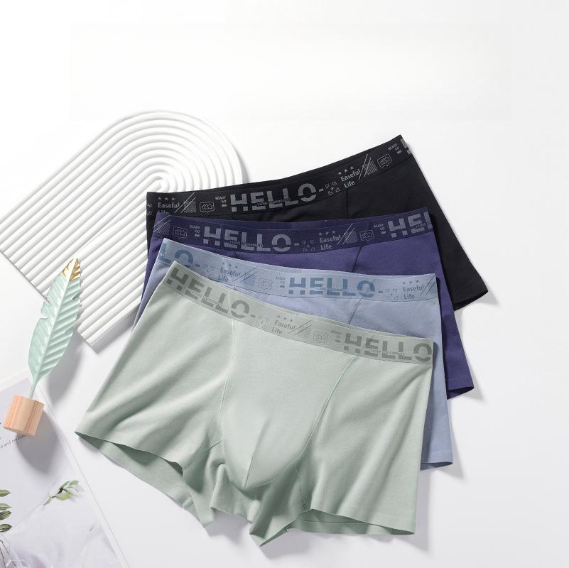 4pcs Men's Seamless Underwear with Breathable Mid Waist and Trendy Teenage Boxer Shorts Boxer Brief