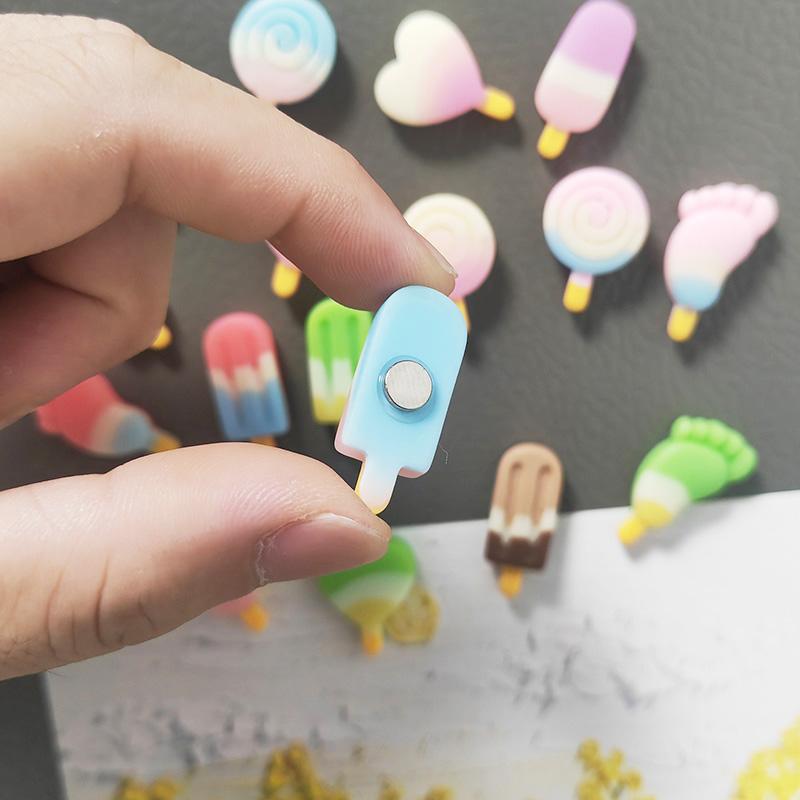 10pcs Mixed Colors & Designs Small Size Summer Popsicle Icecream Fridge Magnets Home Decor Office Kitchen Decoration Ornaments