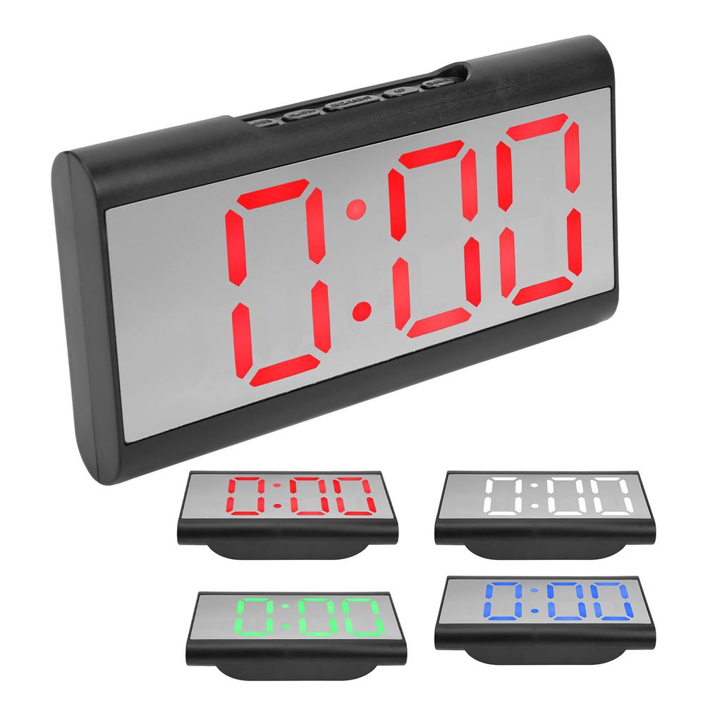 Alarm Clock LED Digital Display Mirror USB Charging Desktop Clock for Bedroom Home Office School
