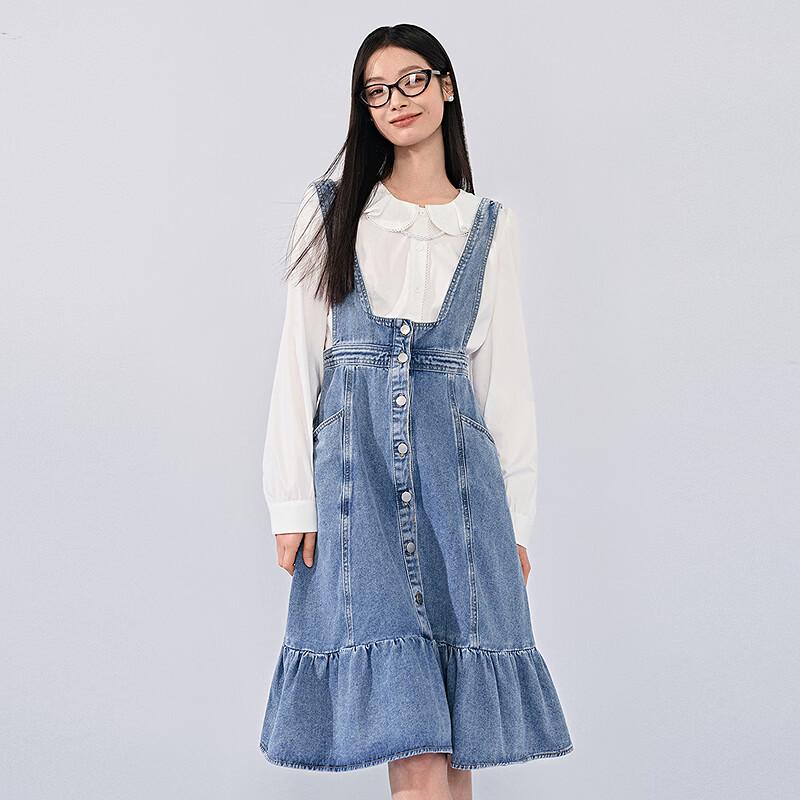 Ledin Women's Sweet Denim Suspender Dress