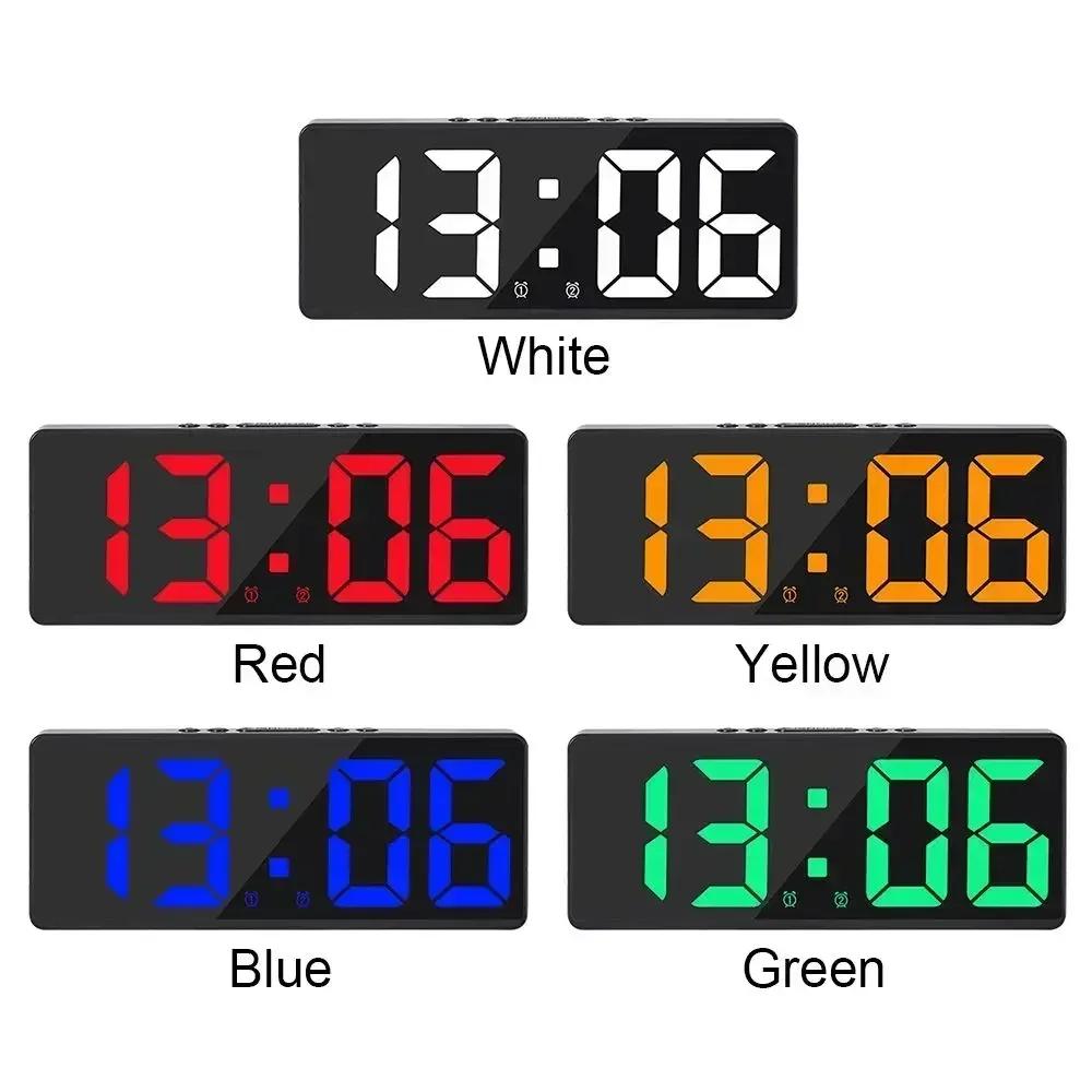 Modern LED Digital Clock with Large Display, Alarm, Temperature, Calendar & Nightlight for Bedside Decor