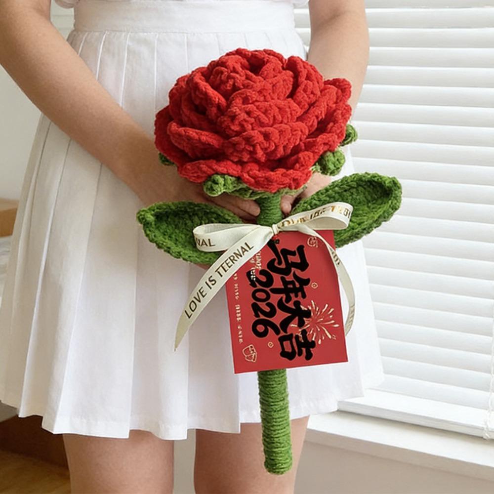 Creative Crochet Knitted Rose Handmade Knitting Handmade Knitted Rose  Holiday Gifts Style 2