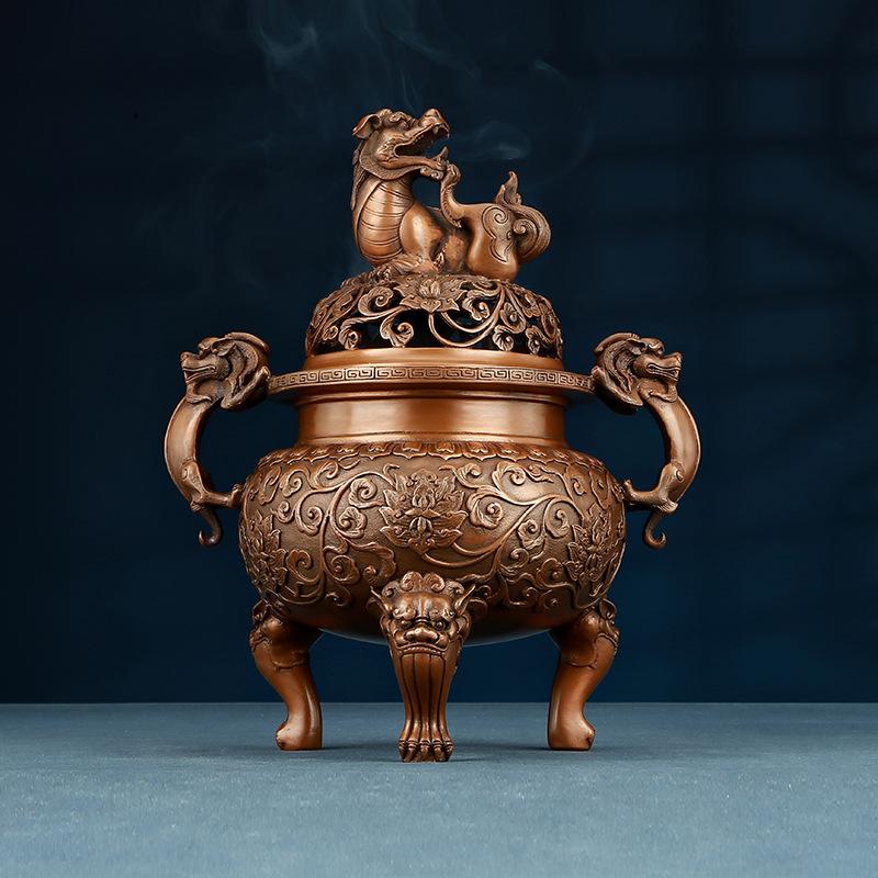 Copper Ming Dynasty Lion Antique Xuande Indoor Home Use Incense Burner