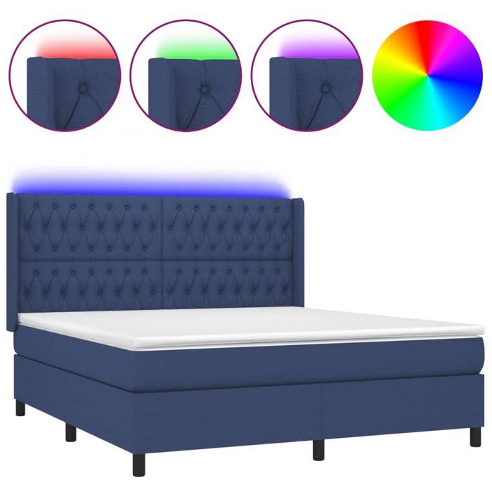 Maison Exclusive - Sommier à lattes de lit matelas et LED Bleu 160x200 cm Tissu