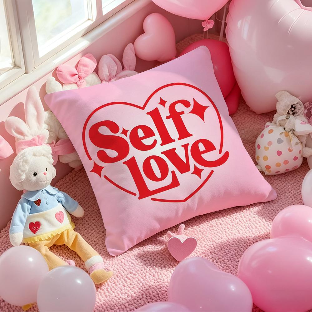 Love Yourself Love Life Cushion Cover Pattern Printed Pillowcase for Living Room Sofa Cushion Cover & Bedroom Decor
