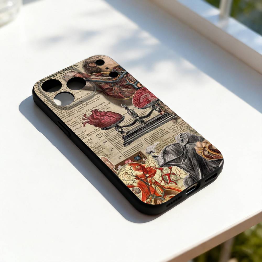 

Human A-AnatomyS M-Medical Phone Case Silicone Black Soft For iPhone 17,16,15,14,13,12,11,Pro,Max,Plus,E,SE4,Air,Mini iPhone15plus