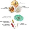 50Pcs Cocktail Umbrella Parasol Assorted Colors Drink Umbrella Toothpicks for Drink&Food Decorative for Party Hawaiian Party Children's Day