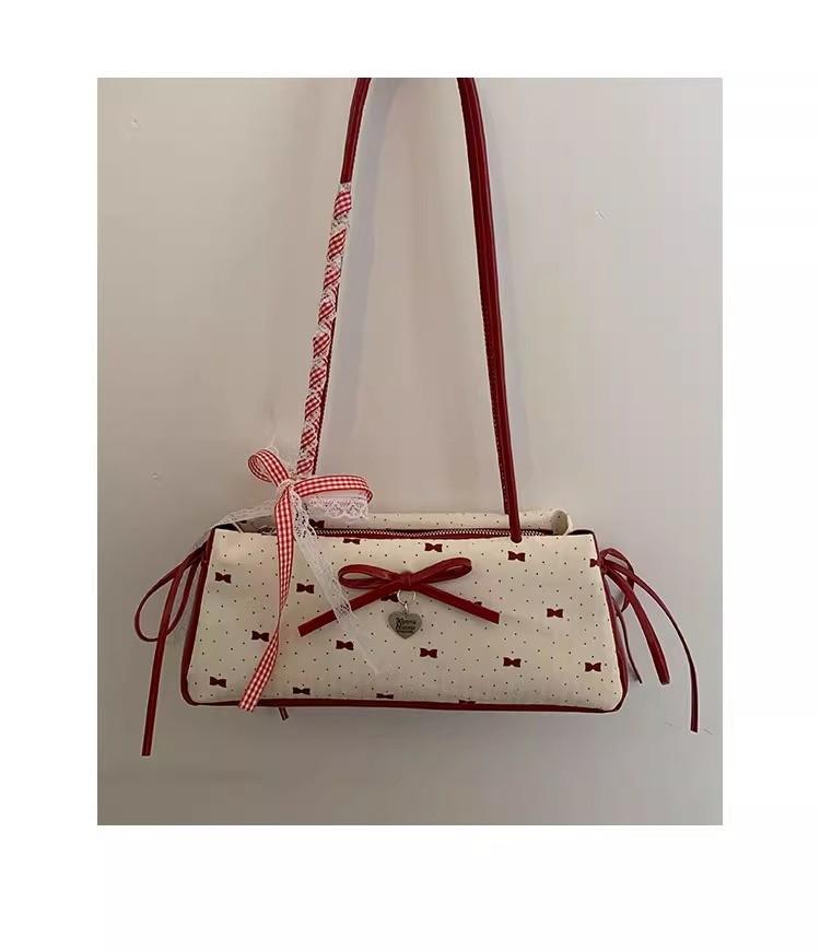 Fairycore Aesthetic Bow Blue Shoulder Bags Women New Trendy Silk Ribbon Chic Bow Y2k Handbag Hot Girls Sweet Cute Underarm Bag