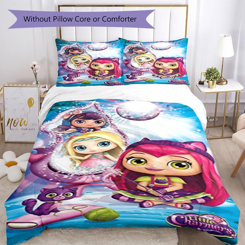 3pcs Little Charmers Bedding Set Duvet Cover Closure Includes 1 Duvet Cover & 2 Pillowcases, Soft and Comfortable for All Seasons.