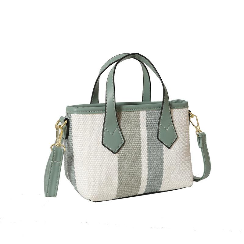 Fashion Handbag Simple Vertical Stripe Large Capacity Bag Casual Trendy Light Shoulder Messenger Bag
