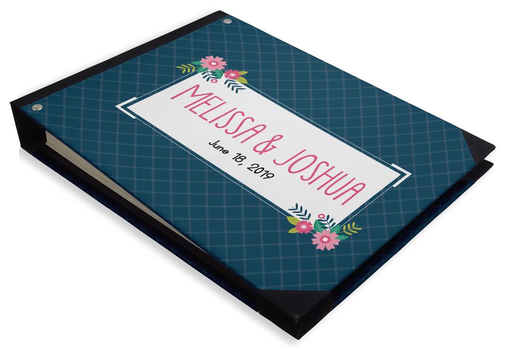 Darling Souvenir Blue Floral & Geometric Hardbound Cover Printed Anniversary Wedding Guestbook Scrap Book-7 X 9