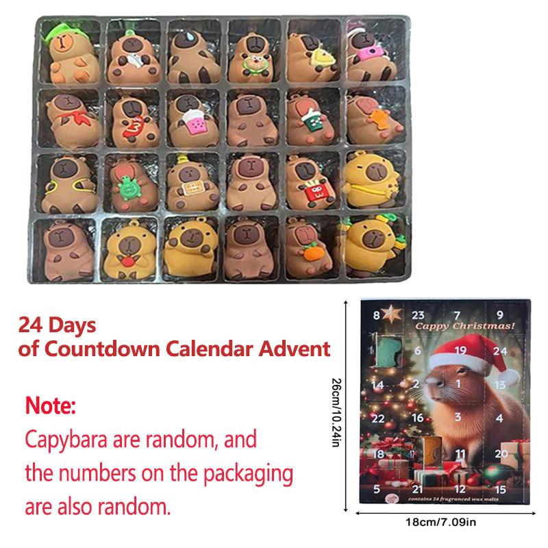 24 Days Christmas Capybara Countdown Calendar Toys Gift Ornaments Collectible 2026 Holiday Festive Home Decor For Kids Family