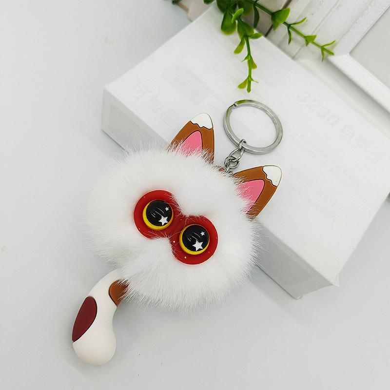 Cute Plush Toy Cat Doll Keychain Fluffy Soft Anime Stuffed Key Ring Backpack Bag Pendant Lovely Gift