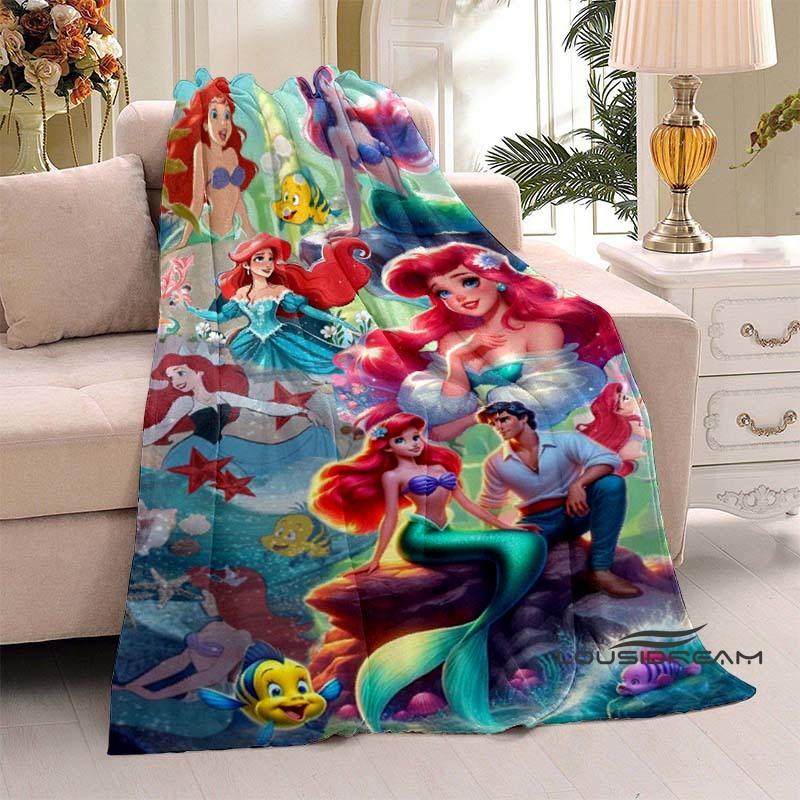 3D Printed Cute Cartoon The Little Mermaid Blanket, Home & Travel Blanket, Soft and Fluffy Winter Blanket Gift for Children and