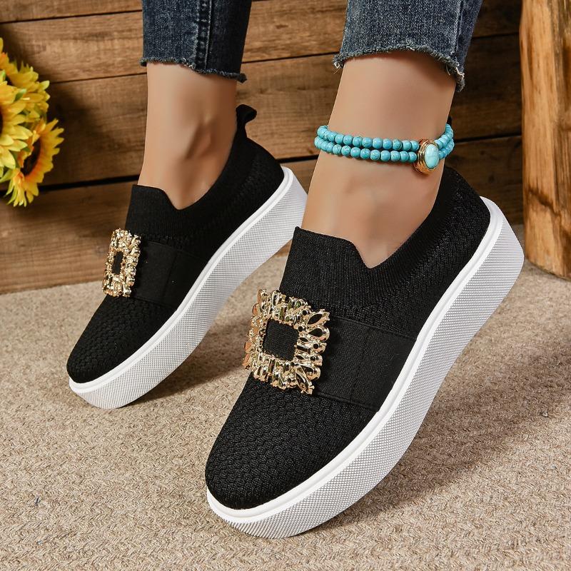 Thick-soled fly-woven breathable low-top single shoes women's chain decorative foot cover lazy