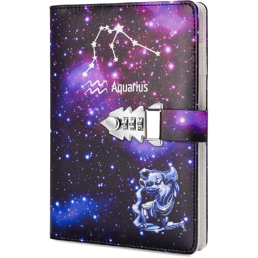 ARRLSDB A5 Креативный дневник с кодовым замком, дневник-блокнот из ПУ-кожи с кодовым замком (Скорпион) Aquarius