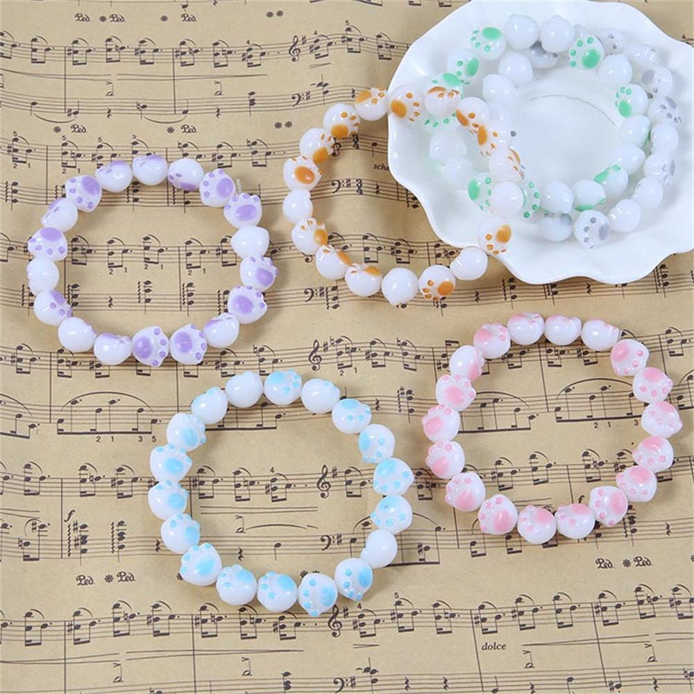 B104 2026 Cute Simple Cartoon Cat Paw Exquisite Acrylic Bead Bracelet Fashionable Casual Resin Bracelet Daily Daily Accessory