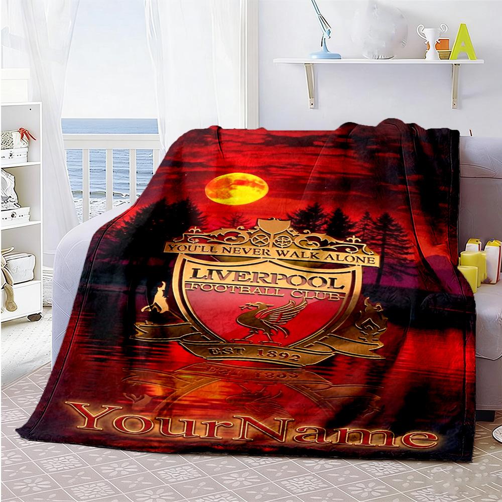 Liverpool Personalized Name Blanket Gift Customizable Blanket Ultra-Soft Great for Couch Office Chair Bed Bedding All-Season Use