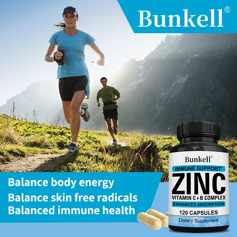 Cápsulas de Zinc, Vitamina C + Vitaminas del Complejo B con Absorción Mejorada, 120 cápsulas