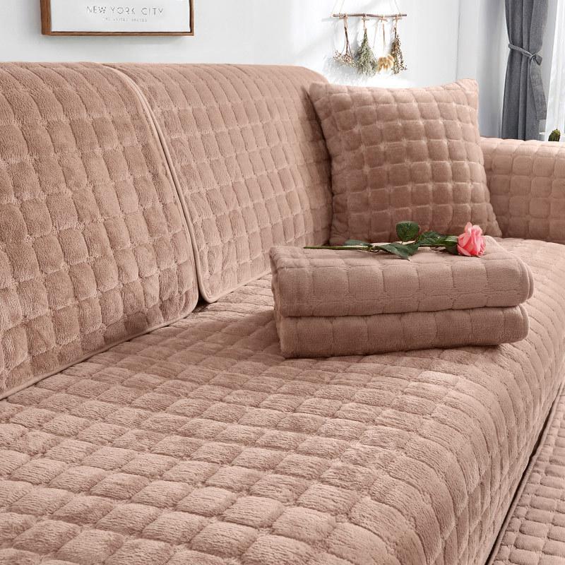 Flannel Plush Non-slip Sofa Cover Thicken Soft Plush Sofa Cushion Towel for Living Room Furniture Decor Slipcovers Couch Covers