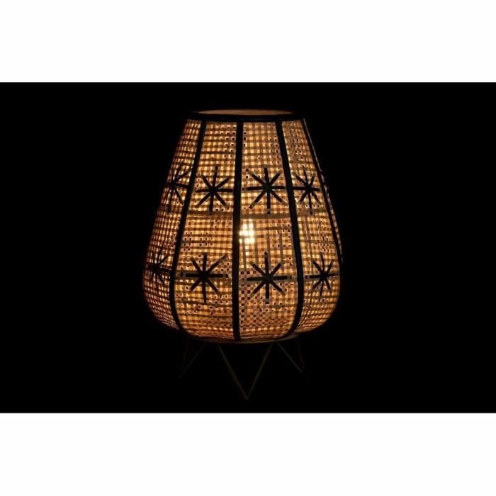 Lampe de bureau - Modèle tropical - Noir et marron - Métal et rotin - 50W 220V