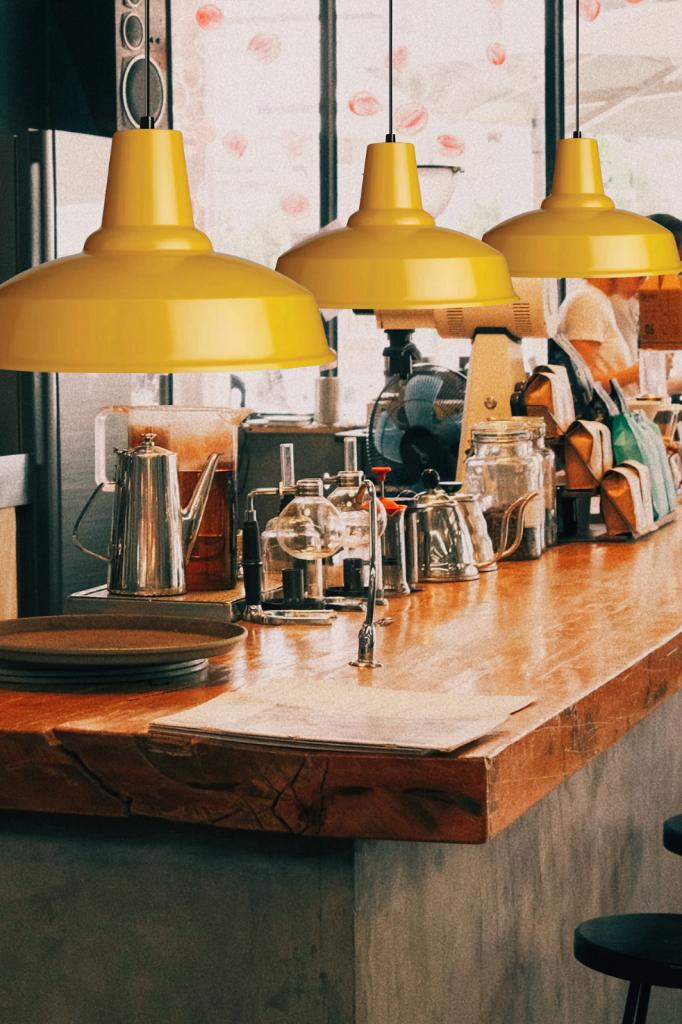 Grand Sarı Metal Tekli Avize Sarkıt Salon Mutfak Ofis Cafe Butik Lamba Aydınlatma Avizeler