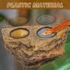 Hanging Reptile Feeding Bowl Plastic Reptile Food Water Dish Double Bowl Imitation Rock Magnetic Feeder Ledge for Lizard Gecko