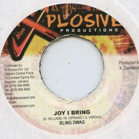 7inch Record BLING DAWG - Joy I Bring Xplosive 2005 Jamaica Reggae, Ska & Dub