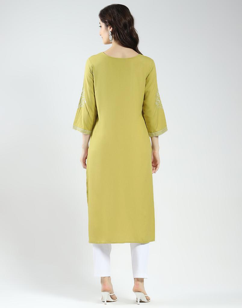 MONTE CARLO Women's Self Design 3/4 Sleeve Regular Fit Kurti