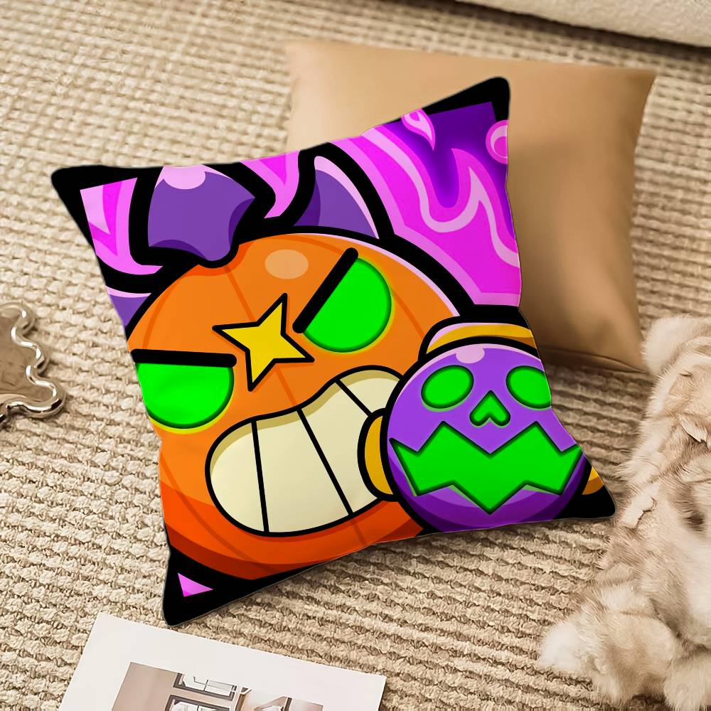 B-Brawl Anime S-Stars Pillow Case Anti-dustmite Pillowcase Invisible Zipper Silky Short Plush Sofa Cushion Cover