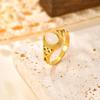 Classic Black Agate Oval Ring for Women,Natural Stone Stainless Steel Rings,Trendy Waterproof Jewelry Gift