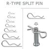Cotter Pins 100pcs R Clips Hitch Pin Clip Assortment Kits 6 Size Carbon Steel R Pin for Threaded Connection and Anti
