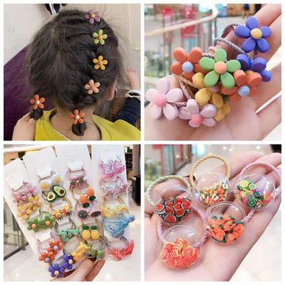 10 bucăți benzi elastice pentru păr pentru fete, flori de desene animate pentru copii, scrunchies, suport pentru coadă de cal, accesorii pentru păr