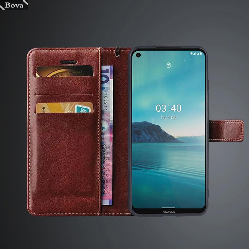 Für NOKIA 3.4 Kartenhalter PU Lederhülle für Nokia 3.4 Klapphülle Retro Geldbörse Tasche Fitted Case Business Fundas Coque