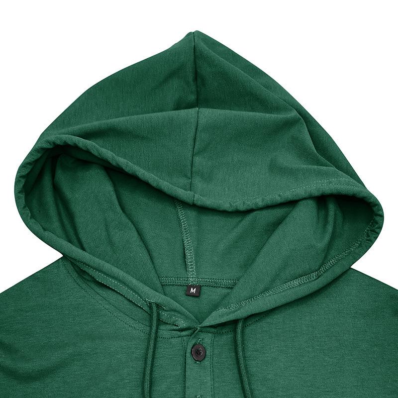 Men's Cross-border Henley Sport Hoodie: Short Sleeve Outdoor Running Fitness Top